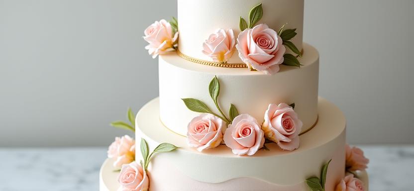 Elegante bruidstaart met delicate bloemen